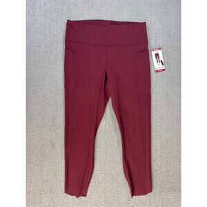 NWT Active Life Leggings XL Burgundy Vented Cropped Gym Workout